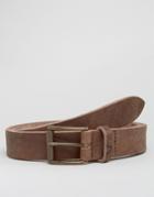 Asos Leather Belt With Brown Vintage Finish - Brown