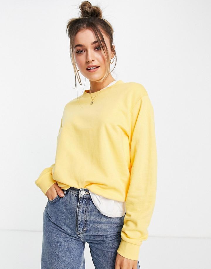 Asos Design Ultimate Organic Cotton Sweatshirt In Lemon-yellow