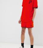 Puma Organic Cotton Towelling Shorts In Red Exclusive To Asos - Red