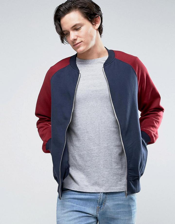 Another Influence Raglan Bomber Sweat - Blue