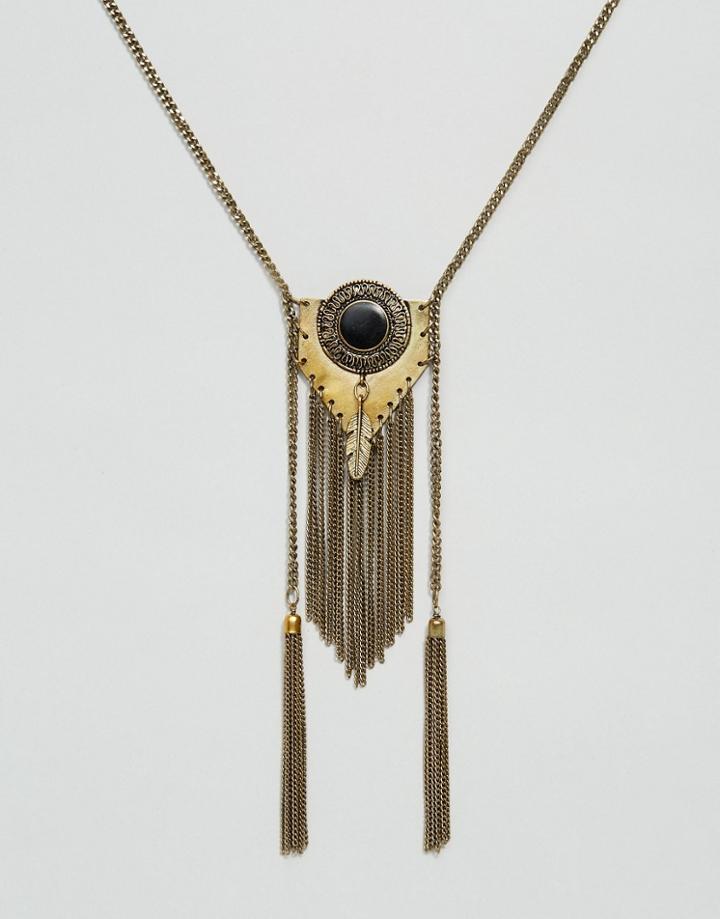 Asos Feather Festival Tassel Necklace - Black