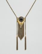Asos Feather Festival Tassel Necklace - Black