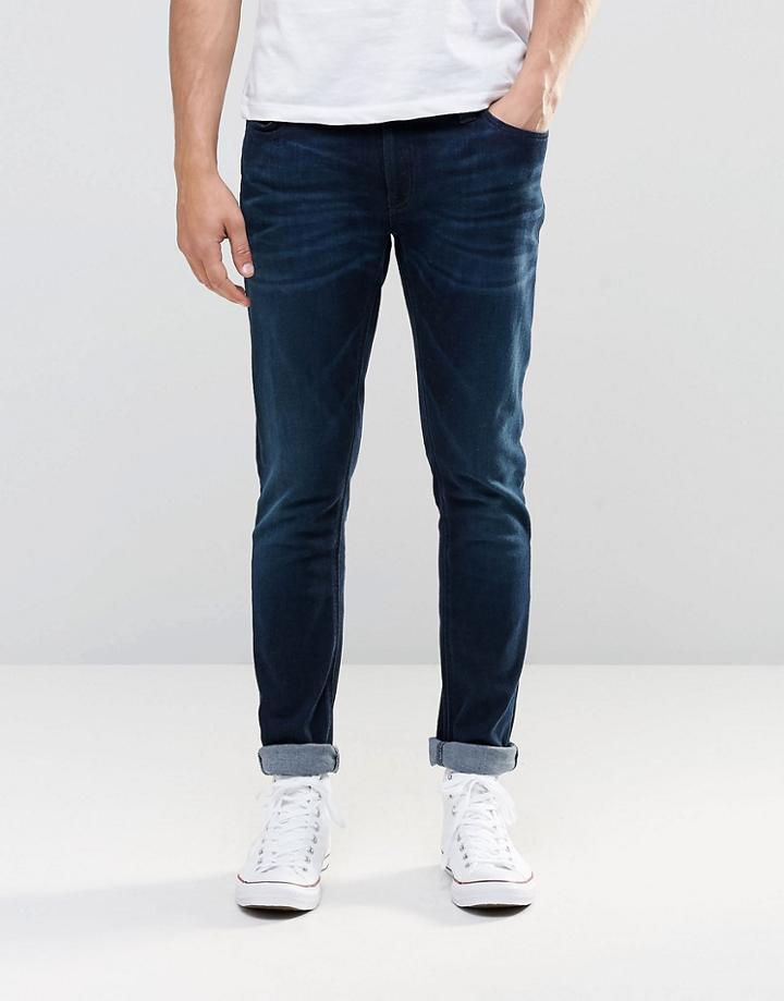 Nudie Jeans Skinny Lin Super Skinny Fit Navy Stitch Dark - Navy