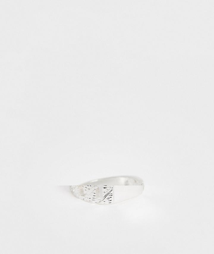 Asos Design Chain Signet Ring In Silver Tone