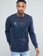 Diesel S-jpe-ag Crew Sweatshirt Fleck Plasticol Logo - Navy