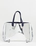 Tommy Hilfiger Metallic Tote Bag With Detachable Ladies' Wallet & Logo Tape - Multi