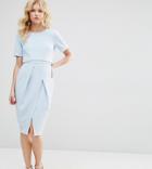 Asos Petite Double Layer Textured Smart Midi Dress - Blue