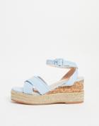 Simmi London Halima Chunky Strap Wedge Sandals In Blue-blues