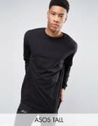 Asos Tall Oversized Long Sleeve T-shirt In Black - Black