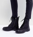 Steve Madden Leather Flat Boots - Black