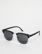 Asos Retro Sunglasses In Black With Polarised Lens - Black