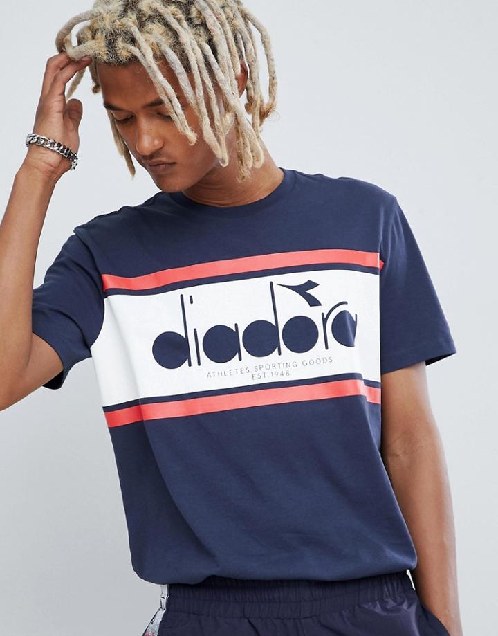 Diadora Spectra Panel Logo T-shirt In Navy - Navy