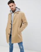 Asos Design Single Breasted Trench Coat In Cord In Stone - Stone