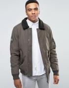 Jack & Jones Vintage Bomber Jacket With Fleece Collar - Green