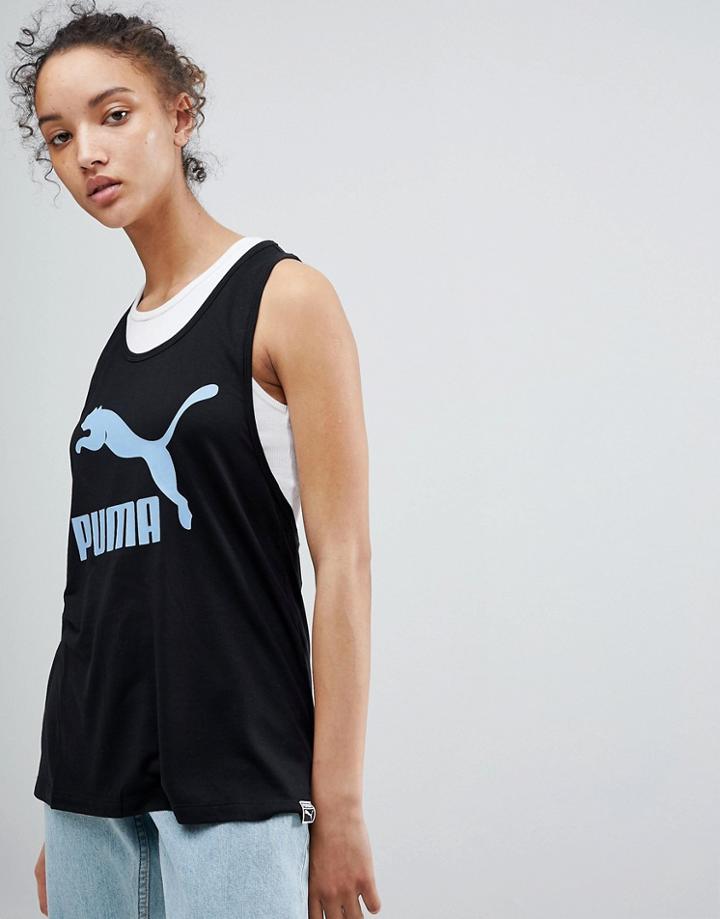 Puma Logo Tank In Black - Black