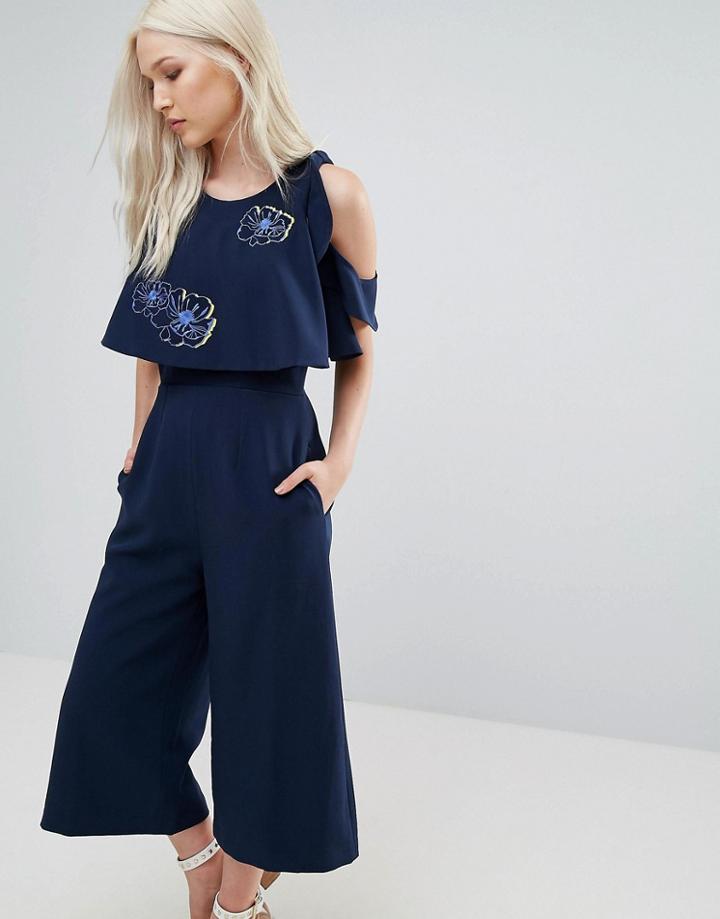 N12h Blooms Cropped Jumpsuit - Navy