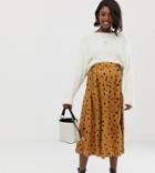 Asos Design Maternity Button Front Midi Skirt In Polka Dot - Multi