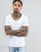 Asos Extreme Muscle Fit T-shirt With Scoop Neck In White - White