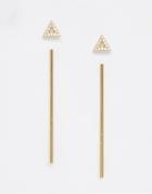 Orelia Crystal Triangle And Bar Drop Two Pack Earring Set - Pale Gold