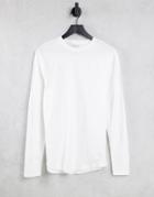River Island Muscle Crew Neck Long Sleeve T-shirt In Black-white