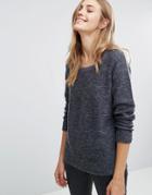 Vila Viriva Rib L/s Top - Navy