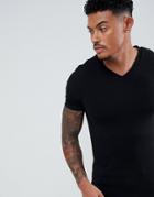 River Island Muscle Fit V Neck T-shirt In Black - Black