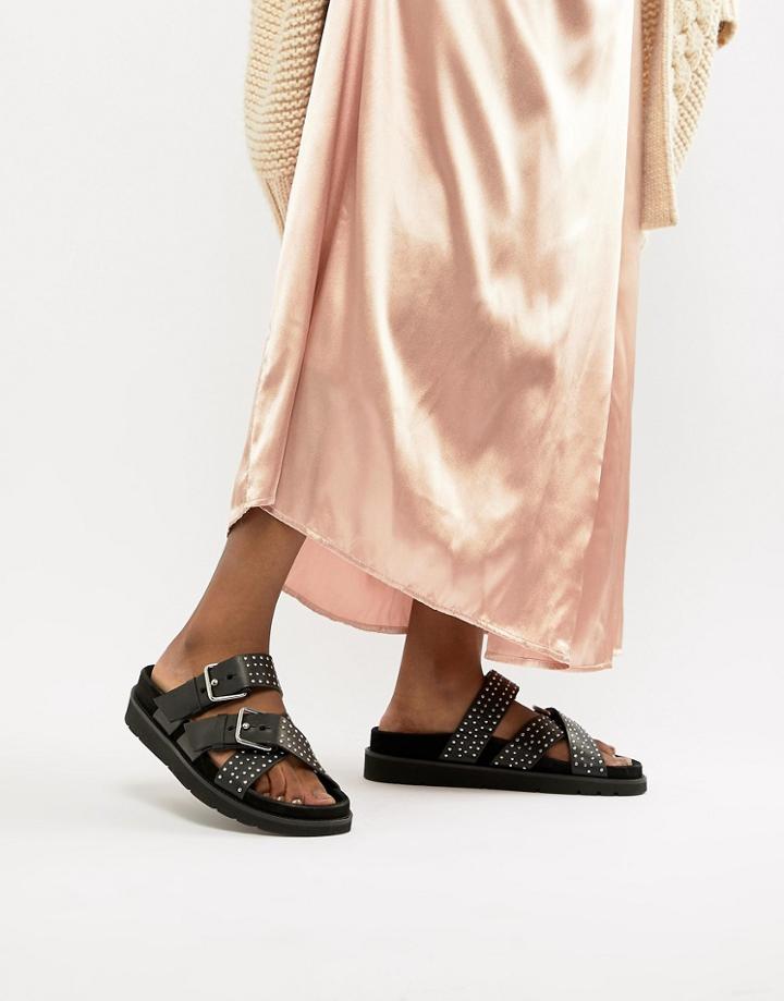 Allsaints Nadia Suede And Stud Sandal - Black