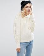 Asos Sweater With Exaggerated Sleeve - Cream