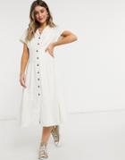 Object Button Up Dress In White