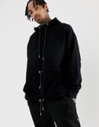 Asos Design Oversized Hoodie With Drawcords - Black