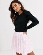 Pieces Ruched Sleeve Jersey Top In Black