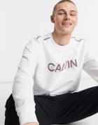 Calvin Klein Mesh Logo Sweatshirt In White