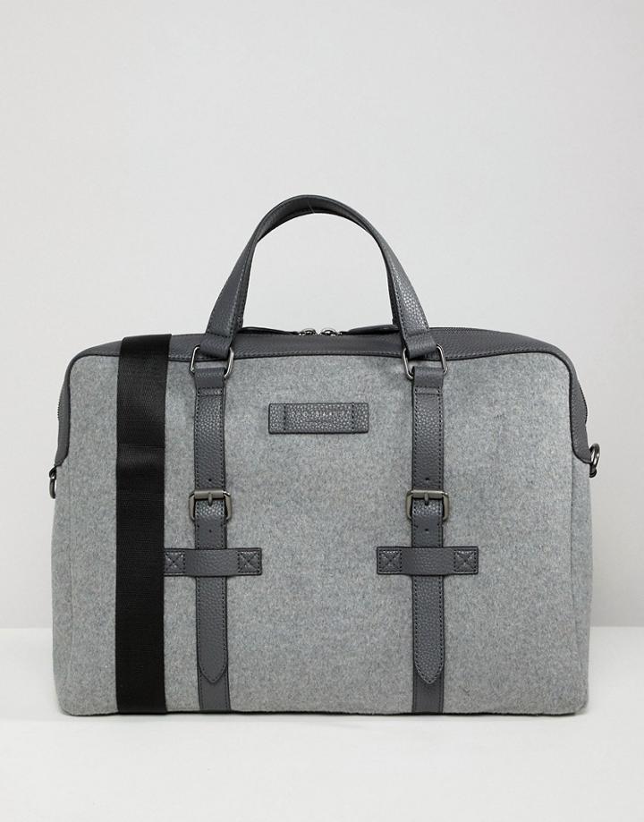 Ted Baker Cabble Document Bag In Wool - Gray