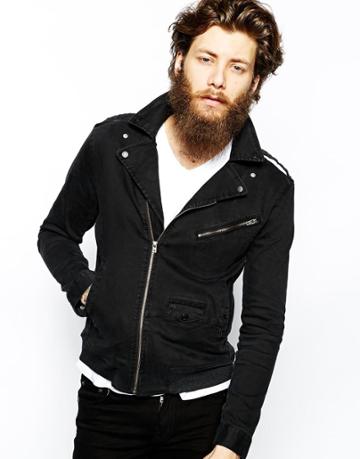 Zee Gee Why Denim Biker Jacket Gutter Punk Zip Front Ashtray Black