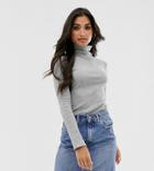 Brave Soul Petite Adrian Roll Neck Top - Gray