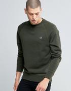 Fred Perry Sweatshirt With Raglan Sleeves In British Racing Green Marl - Green