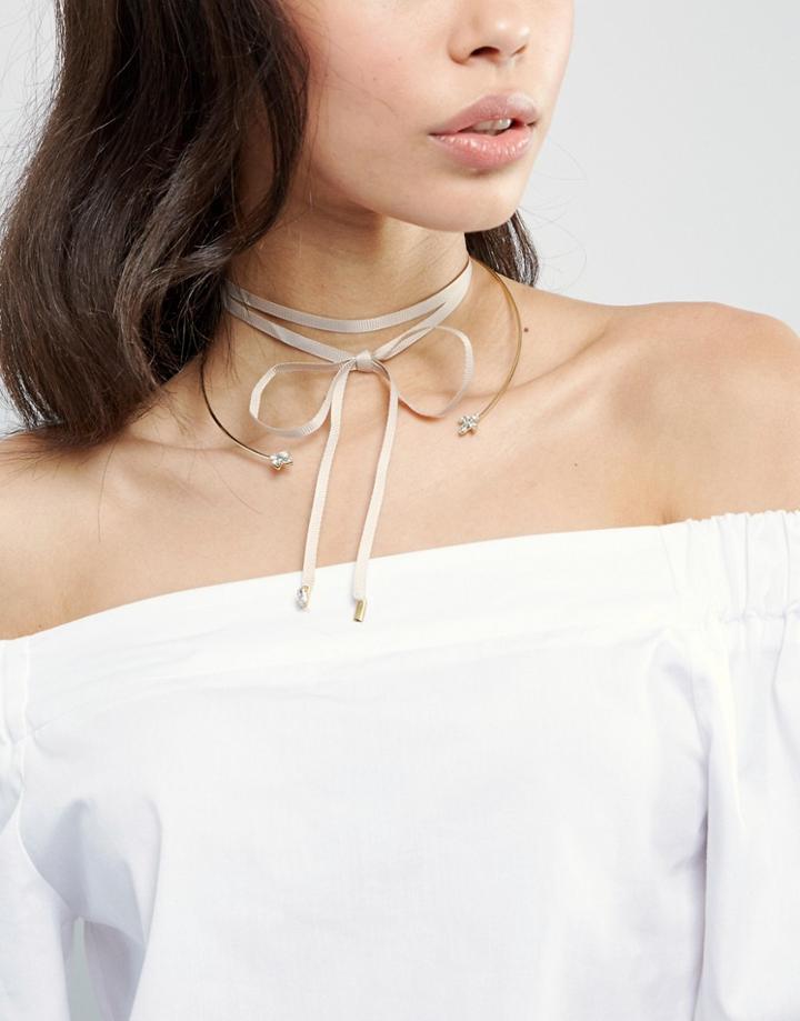 Johnny Loves Rosie Aria Mink And Gold Choker Necklace - Gold