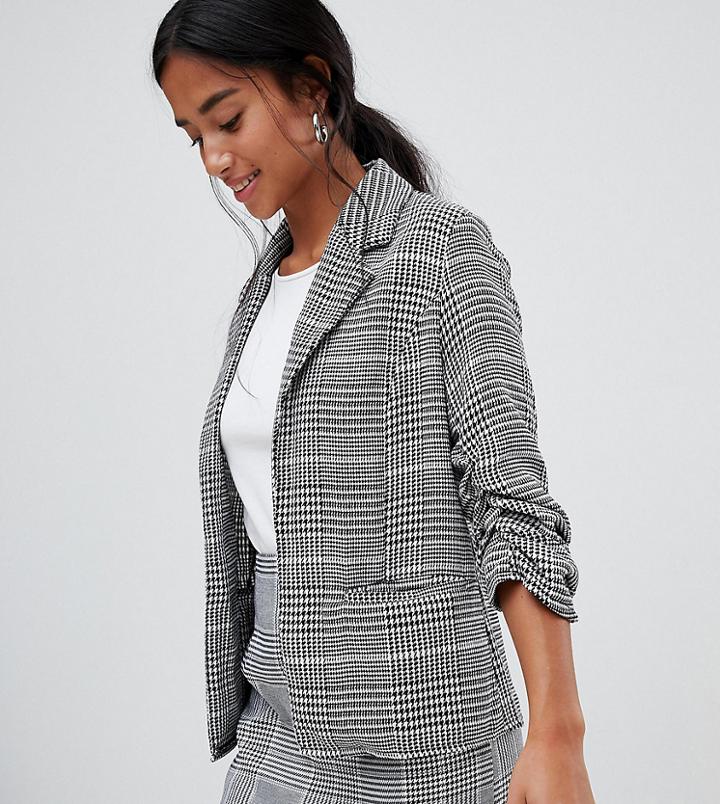 Parisian Petite Check Blazer - Gray
