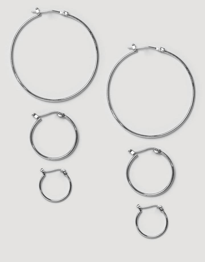 Pieces Belinda Hoop Multipack Earrings - Silver