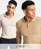 Asos Design 2 Pack Organic Muscle Fit Jersey Polo-multi