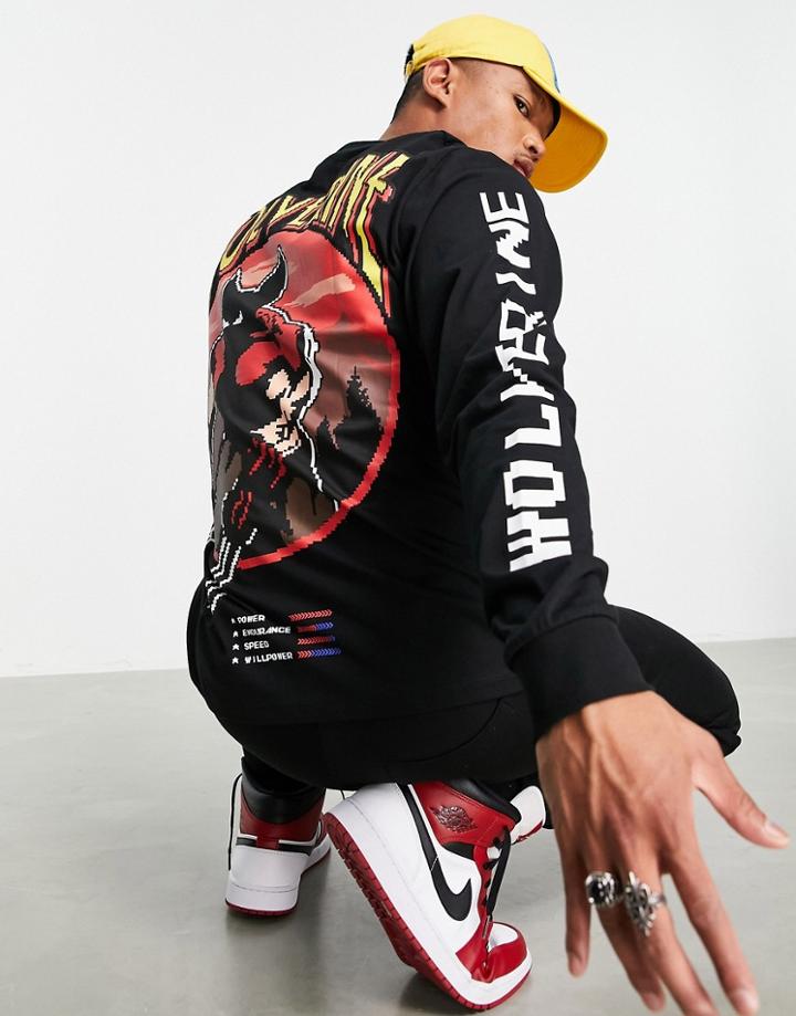 Asos Design Long Sleeve T-shirt With The Wolverine Print In Black