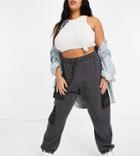 Missguided Plus Cargo Sweatpants With Pocket Detail In Black