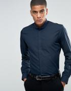 Hart Hollywood By Nick Hart Slim Smart Shirt With Curve Collar Shirt - Navy