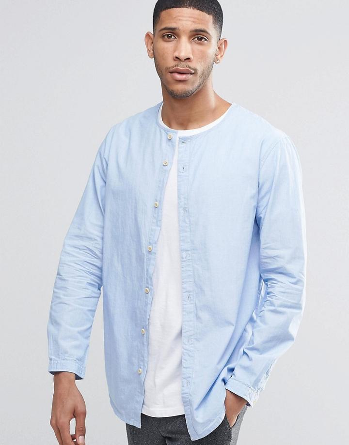 Adpt Collarless Shirt - Cashmere Blue