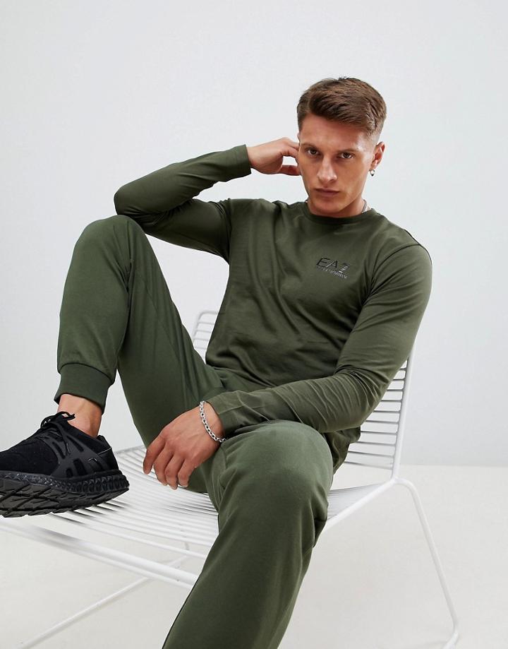 Armani Ea7 Train Core Id Long Sleeve Logo T-shirt In Khaki-green