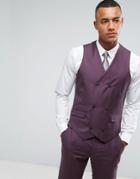Asos Skinny Suit Vest In 100% Wool In Dusky Purple - Purple