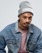 Asos Beanie With Ruthless Slogan - Gray