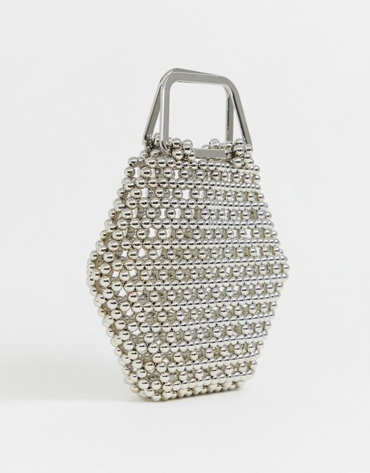 Asos Edition Hexagon Bead Bag - Silver