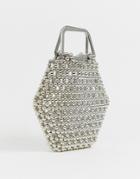 Asos Edition Hexagon Bead Bag - Silver