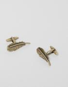 Asos Feather Cufflinks In Burnished Gold - Gold